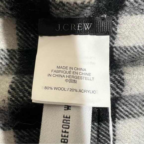 J.Crew Womens Wool Black White Checkered cape-scarf Tassels One Size NEW - Picture 8 of 13
